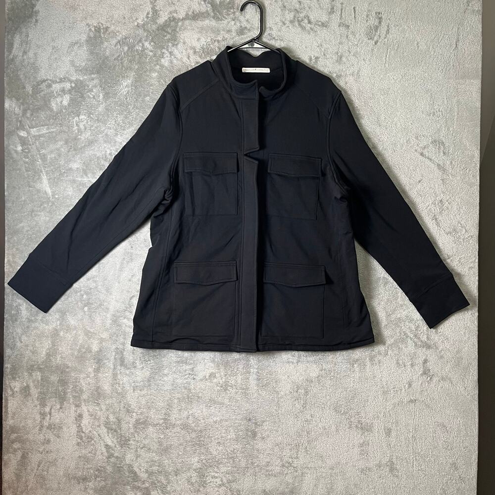 Peruvian Connection Avery Knit Jacket‎ Womens XL Black Pockets Military Utility